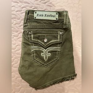 Army Green Rock Revival shorts